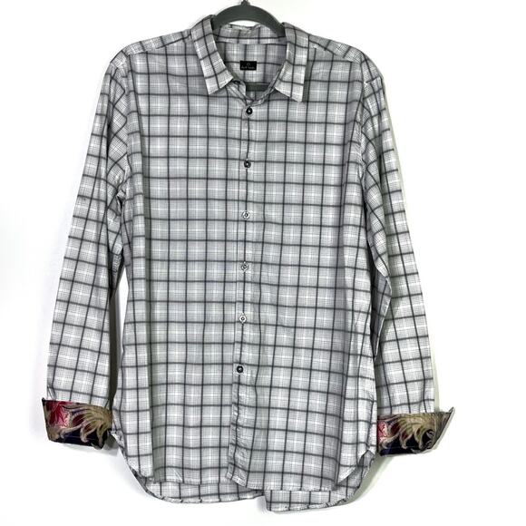 PS Paul Smith Gray and White Plaid Cotton Button Down XL EUC - Picture 1 of 8